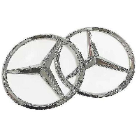 Lot de 2 logos arrière Mercedes-Benz pour coffre 9 cm avec logo de voiture arrière 90 mm à trois volets (argent) (1/5)