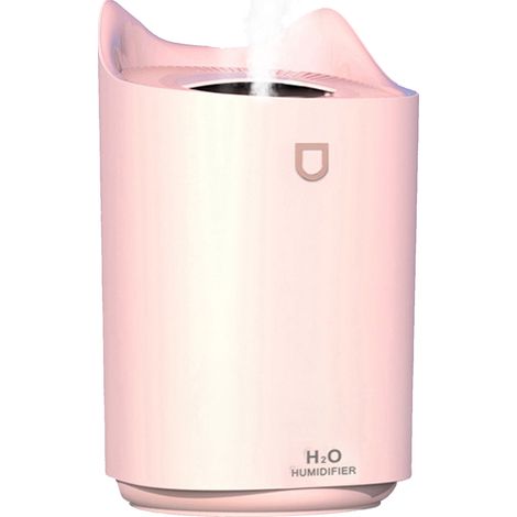 Humidificateur d'air 2L USB à hydratation intense, bec fin, multifonction, humidificateur de bureau avec lumière d'ambiance rose. (1/5)
