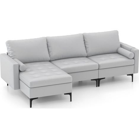 Modular Sectional Sofa Loveseat 2-3-Seater Sofa Seat L-Shaped Padded Cushions