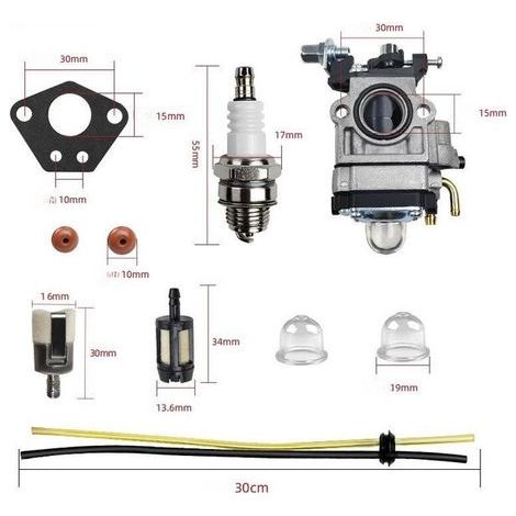 Carburateur Débroussailleuse 40-5 43 52CC BC520 CG430 Carbu Kit Carbu avec Joint Tuyau, Bougie et Filtre à Essence (1/2)