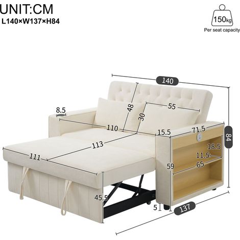 Modulares Sofa aus Chenille in Beige 140 x 137 x 84 cm HOMAIRE (1/5)