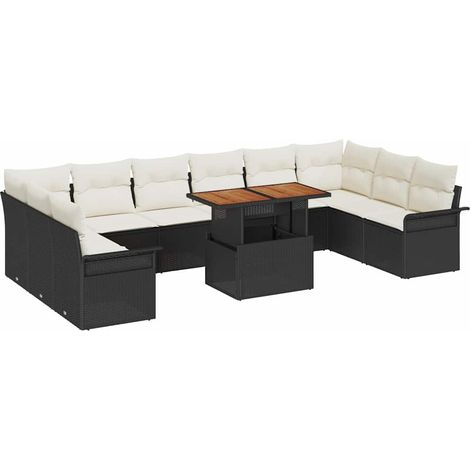 Garden Sofa Set with Storage 9 pcs Black Poly rattan vidaXL (1/5)
