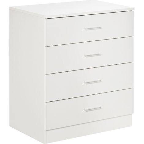 Chest of Drawers, 4 Drawers Storage Cabinet with Metal Rails, Anti-Tip for Playroom, Nursery Room, Hallway, etc