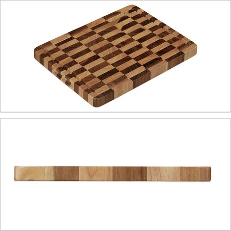 Tagliere grande superficie 48 x 30 x 2 cm scanalatura raccogli-succo in legno di acacia marrone 130011878