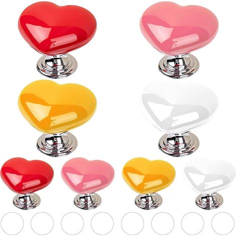CCYKXA  8 Pièces Bouton Chasse D'eau WC, Bouton Poussoir Chasse D'eau, Boutons de Réservoir de Toilette, Forme de Cœur, Boutons Autocollants, Aide la Bouton Poussoir Manucure pour Femmes (4 Couleurs)