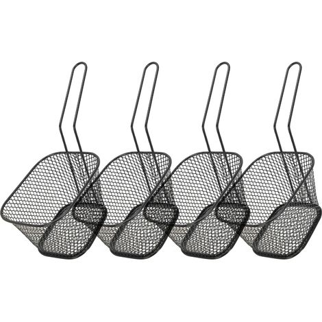 4 Passoire à friture en acier inoxydable, panier de cuisson pour frites, ustensile de cuisine noir (1/5)