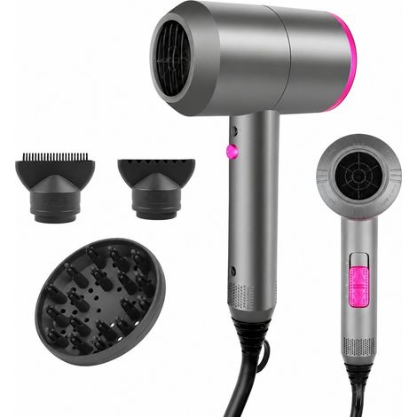 Sèche-cheveux ionique professionnel 2000 W, haute vitesse, 3 températures, 2 concentrateurs et diffuseur (1/3)