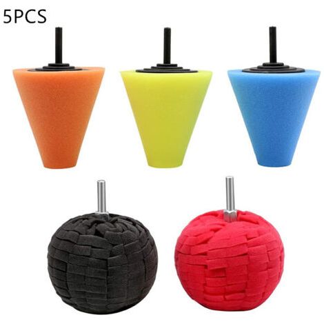 Sollbry 5 Pièces 6mm 8mm Outil de Polissage pour métaux Mousse de Polissage Pad Polissage Boule pour Les Soins des Roues de Voiture Automobile, pour l'aluminium en métal, Acier Inoxydable (1/5)