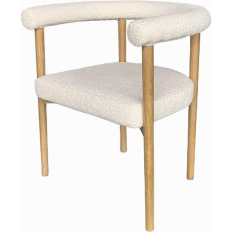 Amadeus - Fauteuil de table en bouclette et bois Neige (1/3)