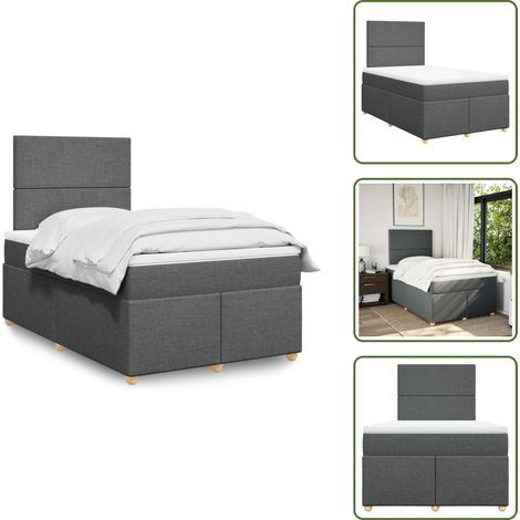 Sommier à lattes de lit avec matelas Gris foncé 120x200cm Tissu - Sommier À Lattes De Lit - Sommiers À Lattes De Lit - Lit - Meuble De Chambre À Coucher (1/5)