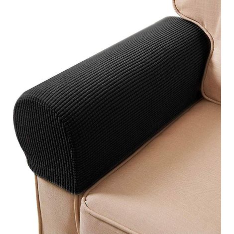 Housses de fauteuil extensibles antidérapantes en spandex pour protéger vos meubles, lot de 2 (noir) (1/5)