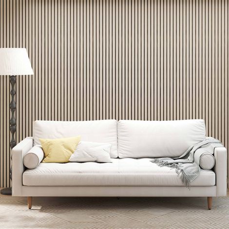 3Pcs Decorative Acoustic Slat Wall Panels And Natural Oak MDF 2400x600mm (1/5)