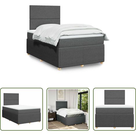 Matratze -  Boxspringbett mit Matratze Dunkelgrau 120x190 cm Stoff (1/5)