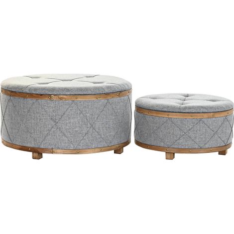 Banc élégant gris clair en bois et polyester - Gris clair nuancé naturel (1/4)