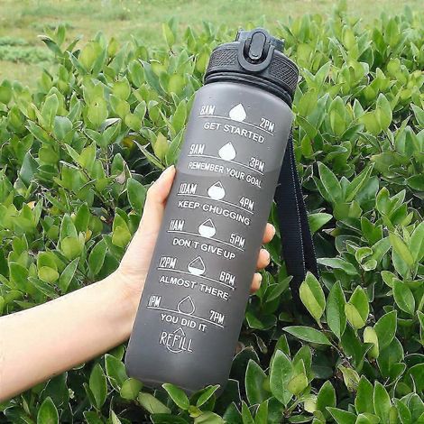 Gourde de 1 L à dégradé de couleurs, avec indicateur de temps et embout anti-fuite, idéale pour le bureau, la salle de sport et les activités de plein air. Parfaite pour le bureau, la salle de sport o (1/4)