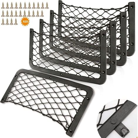 Confezione di rete portaoggetti per camper, organizer portaoggetti per bagagliaio da 36 x 18 cm, borsa portaoggetti multifunzionale (con ganci, viti) (1/5)