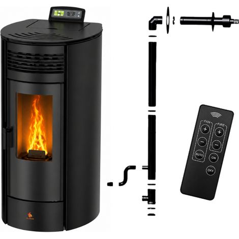 Poêle à granulés Étanche FLORA 14 kW + kit conduit ventouse - (1/5)