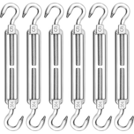 M5 Tendeur Cable Acier Inoxydable,Lot De 6 Tendeur De Fil Crochet Et Crochet Réglable Heavy Duty Tension Pour Corde Cable Fi[CA21] (1/5)
