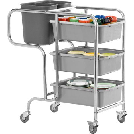 Chariot débarrassage - Inox - 3 bacs assiettes - 2 bacs déchets - 1060x580x910mm - CLAIRE - Saro