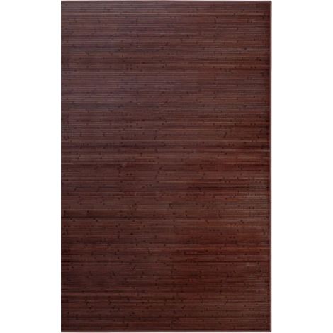 Tapis de sol - JUANIO - à rayures - Bambou - Marron chocolat - Antidérapant (1/5)
