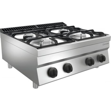 Fourneau inox à gaz 4 feux en fonte émaillée, à poser, 22 950 W