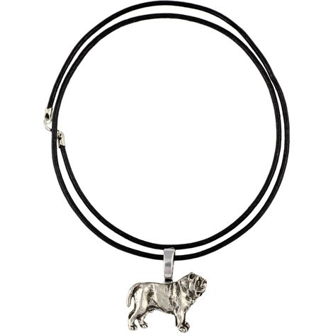 Mâtin napolitain (Mastino napoletano I) - Collier avec pendentif en argent plaqué, bijou discret signé Art-Dog, idéal pour les amoureux des chiens. (1/5)