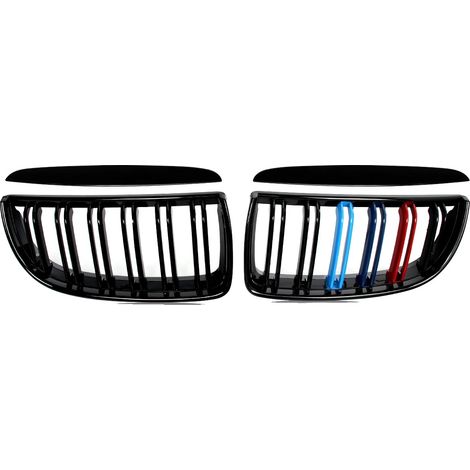 Rejilla del radiador delantera, acabado en negro brillante, fácil instalación, compatible con BMW, como se muestra en la imagen. (1/2)