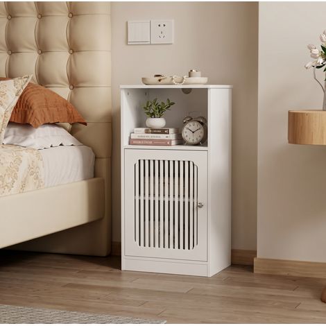 Mueble bajo de baño 36x30x86 cm en MDF blanco, ahorro de espacio – MEUBLIV (1/5)