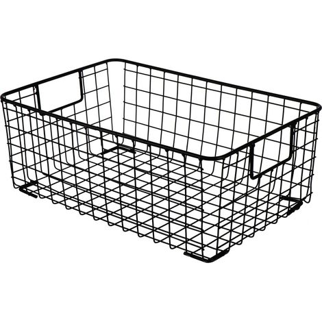 Panier de Rangement en Métal Noir pour Fruits et Légumes, Design Simple et Élégant (1/4)