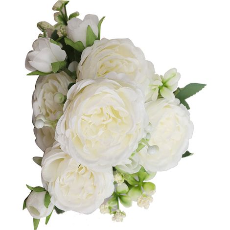 5-teiliger künstlicher Rosenstrauß aus Persien, handgefertigter Rosenstrauß für Hochzeiten, Wohnzimmerdekoration, weiß (1/5)