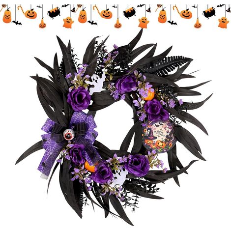 Couronne de Porte Halloween Couronne Effrayante Halloween avec (1/5)
