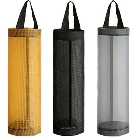 Porta sacchetti di plastica, distributore di sacchetti della spazzatura, organizer per sacchetti della spazzatura da appendere per casa e cucina, set da 3 (1/3)