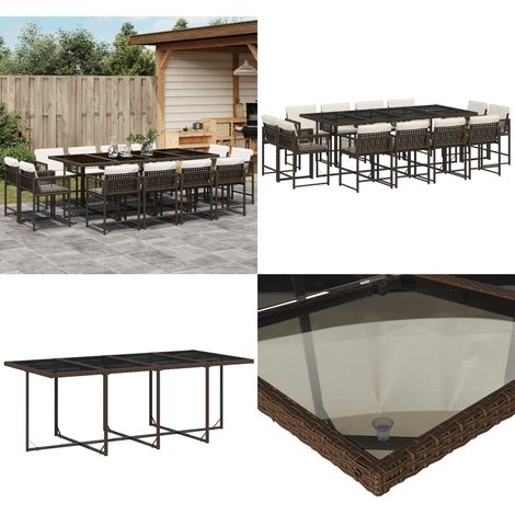 13-tlg. Garten-Essgruppe mit Kissen Braun Poly Rattan - Gartentisch - Gartenmöbel - Essgruppe - Outdoor Möbel - Terrassenmöbel - Home & Living (1/5)