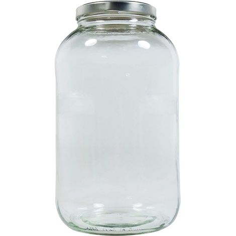XXL Bocal en verre avec fermeture à vis argentée et étiquette inscriptible (1/5)