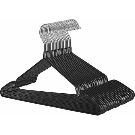 Cintres métalliques par lot de 20, finition antidérapante Ø 4 mm revêtement PVC gain de place, crochet pivotant, antidérapant, longueur 40cm (1/4)