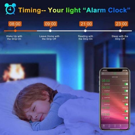 Bande lumineuse LED de 30,5 m, 15,2 m pour chambre, TV, PC, ruban de rétroéclairage 5050 RVB Bluetooth APP USB (15 m (2 x 7, (1/5)
