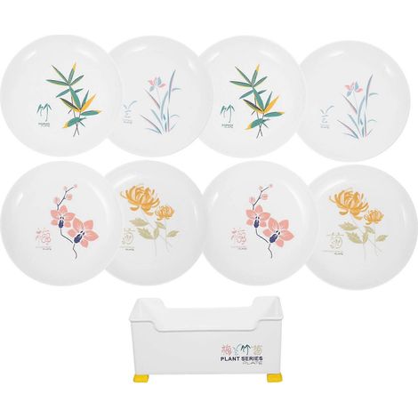 Service d'assiettes à fruits blanches PE, 1 assiette plate pour repas décontractés (1/5)