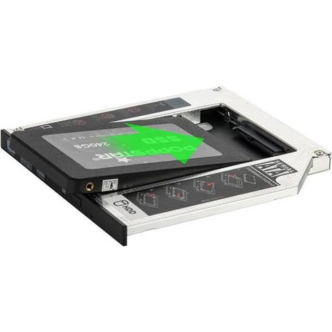 Caddy pour disque SSD et HDD 2,5" (9,5 mm) - Adaptateur de disque dur pour baie de lecteur DVD (1/4)