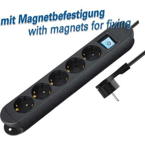 MAXTRACK NV 57-2L regleta de Clavijas de Enchufe con Schalter Negro Schutzkontakt 1 Pieza