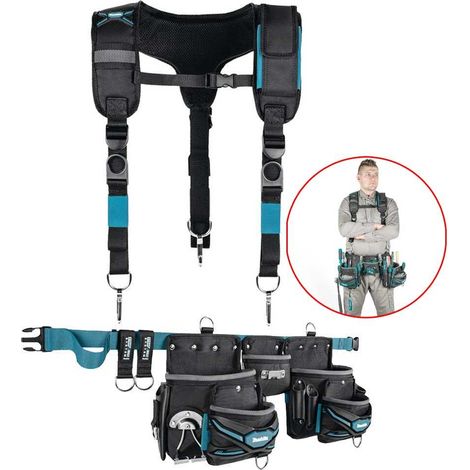 Makita Ultimate Tool Belt 3 Pouch Holster Set Heavyweight Braces + Strap System (1/4)