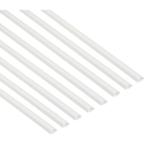 Goulotte Passe-Câbles 20x10mm, Pack 8 m – Profil Demi-Rond, Cache-Fils Auto-Adhésif, Gestion des Câbles Peignable – 8X Longueurs 1 m (20 mm l x 10 mm h) – Blanc (1/5)