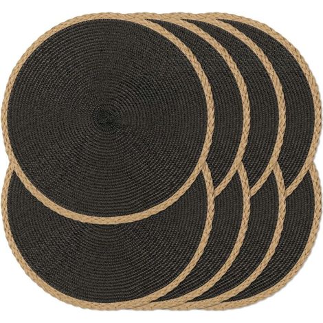 Lot de 8 Sets de Table Ronds tressés - Lavables et résistants à la Chaleur - pour Table de Salle à Manger- pour Noël, Pâques (1/5)