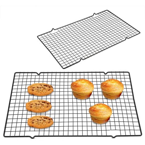 Grille de refroidissement et de cuisson en acier inoxydable, plaque de cuisson antiadhésive pour biscuits, gâteaux et pains (1/5)
