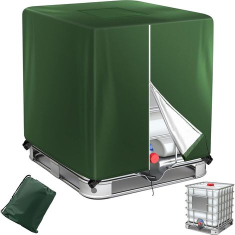 Housse de Réservoir IBC 420D 1000L,Réservoir D'eau Couvercle,Anti-UV Housse Protection Cuve,Bâche de Protection,Accessoires Cuve 1000L (Vert) (1/5)