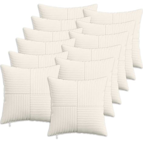 Housse de coussin 12 pcs ALMELO Crème 40 x 40 cm velours côtelé vidaXL