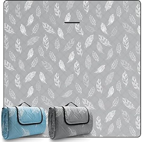 Couverture Pique Niques Impermeable Lavable, Natte de Plage Tapis de Plage Tapis Picnic XXL (200 x 200 cm, Gris)
