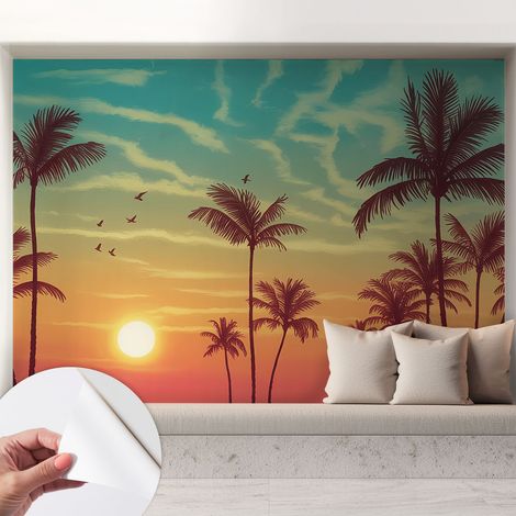 Papier peint autocollant adhésif avec imprimé installation simple qualité excellente sans désordre Paysage tropical 208x146 cm (1/5)