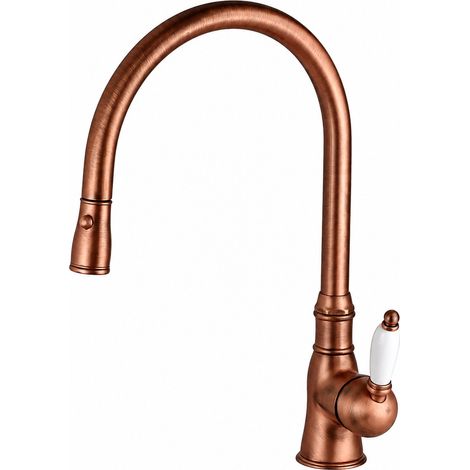 Miscelatore per lavello cucina canna alta doccia estraibile in colore rame Gattoni ORTA 0240/PCVC  Rame