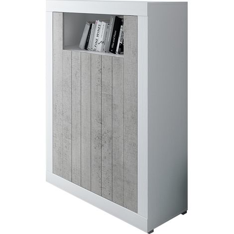 Comodoro - Mobile alto credenza colore Bianco cemento 1100x1440x420 (1/5)