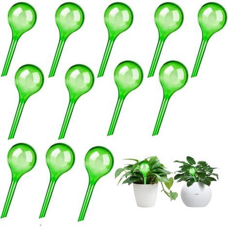 12 Stück Bewässerungskugeln, kleine automatische Bewässerungskugeln aus Kunststoff, Tropfbewässerung, Pflanzenurlaub zum Bewässern von Zimmerpflanzen, Blumen und Topfgärten (grün)